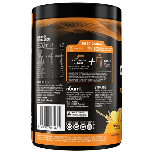 VitalStrength Creatine + Energy - Tropical 400g | Boost Energy & Strength – view 2 - Auzzistore