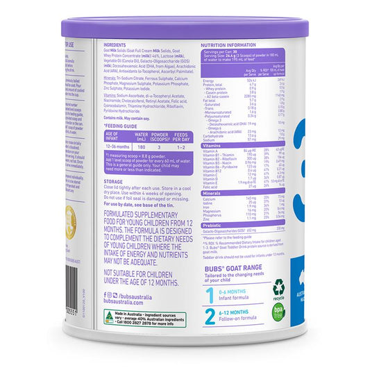 Bubs Goat Toddler Formula Stage 3 - 800g-Auzzi Store