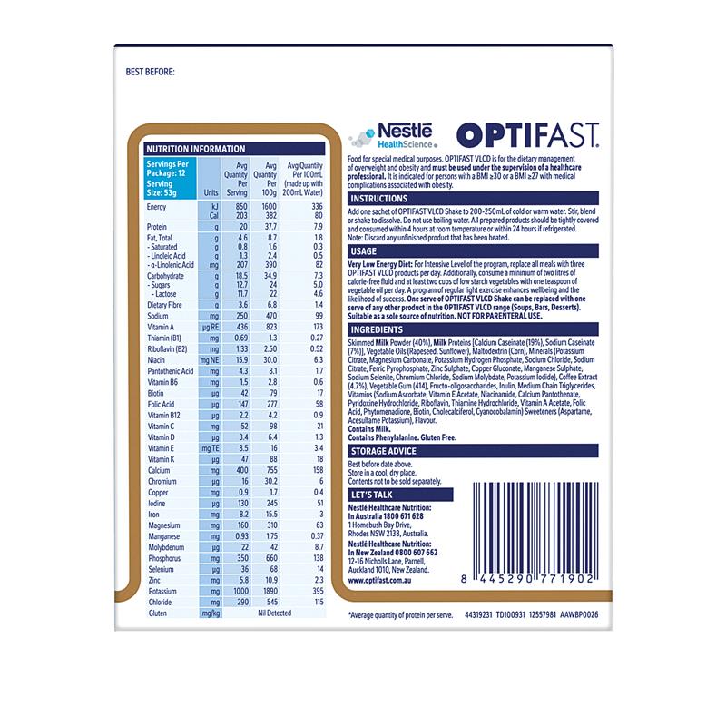 Optifast VLCD Coffee Shake 12 x 53g - Complete Low-Calorie Diet Solution