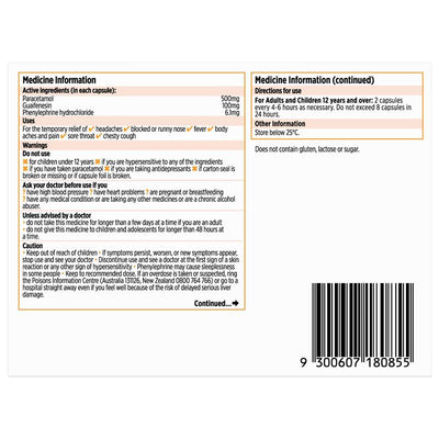 Codral Cold & Flu + Mucus Cough 48 Capsules - Fast Relief Formula