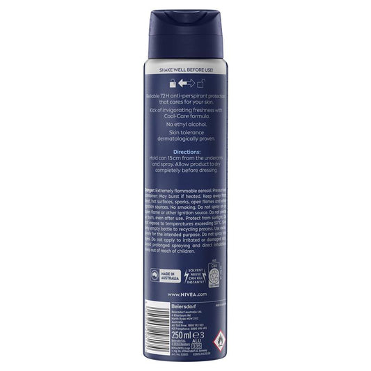 NIVEA MEN Cool Kick Aerosol Deodorant 72H Protection 250ml-Auzzi Store