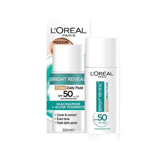 L'Oreal Bright Reveal Tinted SPF 50 Fluid Medium - 50ml