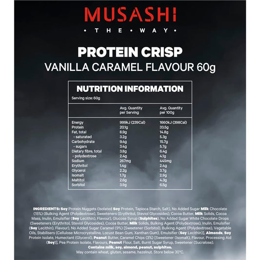 Musashi Protein Crisp Bar Vanilla Caramel 60g - Tasty Protein Treat – view 2