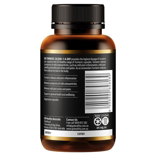 GO Healthy Turmeric 30000+ 1-A-DAY - 30 Hard Capsules for Joint Health
