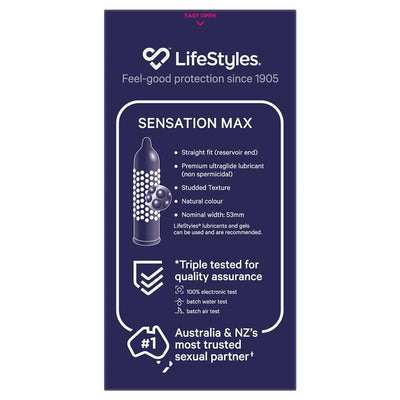 LifeStyles® Sensation Max Condoms 8 Pack - Ultimate Sensation and Protection