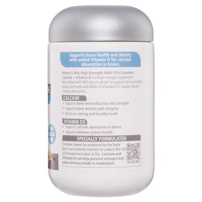 Nature's Way Adult Calcium+D3 Gummies, High Strength, Sugar-Free, 60 Count