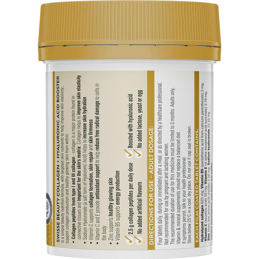 Swisse Beauty Collagen + Hyaluronic Acid Booster 80 Tablets – view 2