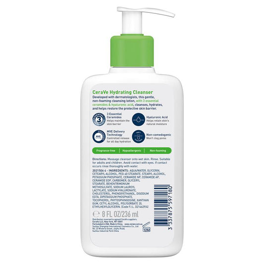 CeraVe Hydrating Cleanser 236ml - Gentle Hydration for All Skin Types - Auzzi Store