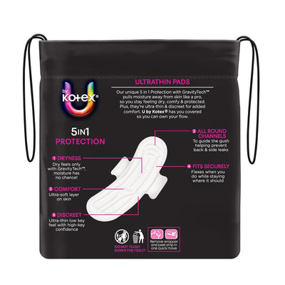 U by Kotex Ultrathin Super Wing Pads with Rapid-Dry Core, 18-Pad