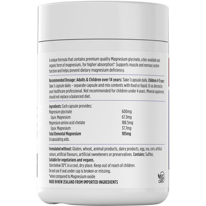 Nutra-Life Hi-Zorb Magnesium Glycinate Supplement - 120 Vegan Capsules