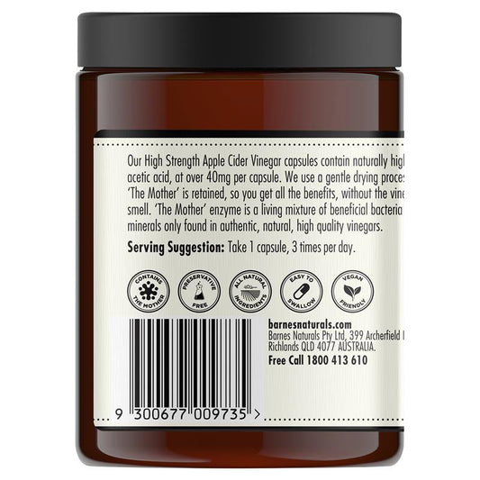 Barnes Naturals Apple Cider Vinegar Capsules 600mg with The Mother - 120 Capsules – view 2