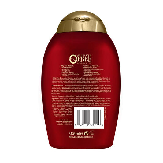 Ogx Frizz Free + Keratin Smoothing Oil Shampoo 385mL - 5 in 1 Benefits for Frizzy Hair – view 2