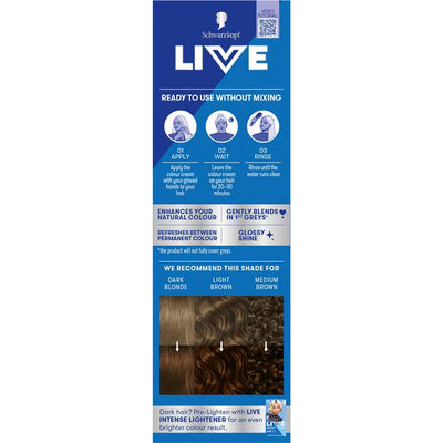 Schwarzkopf LIVE Colour Natural Brown - Semi-Permanent Hair Color, 75ml