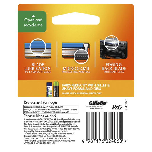 Gillette Fusion5 Power Razor Blade Refills -  4-Blade Precision Trimmer – view 2 - Auzzistore