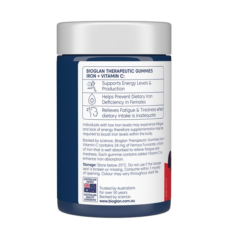 Bioglan Iron + Vitamin C Therapeutic Gummies - 90 Soft Chews