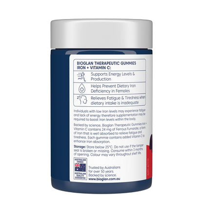 Bioglan Iron + Vitamin C Therapeutic Gummies - 90 Soft Chews