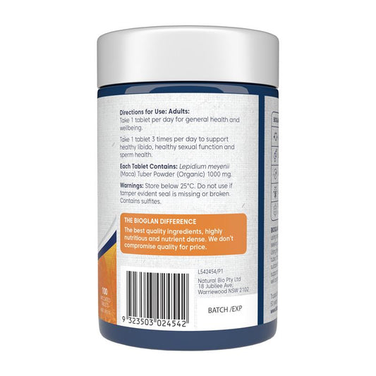 Bioglan Organic Maca 1000mg - 100 Tablets for Natural Libido Support-Auzzi Store