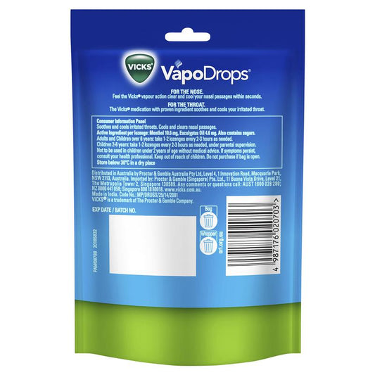 Vicks VapoDrops Original Menthol 42 Lozenges - Effective Cough Relief - Auzzi Store