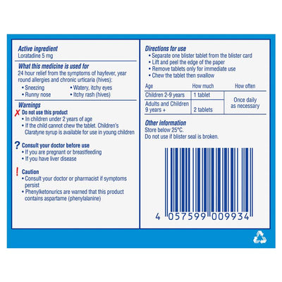 Claratyne Children's Grape - 50 Chewable Tablets for Allergy Relief