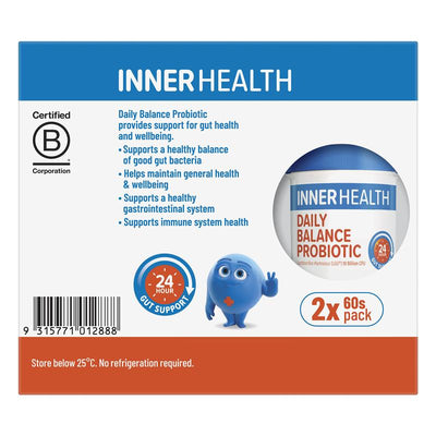 Inner Health Daily Balance Probiotic 120 Capsules, 10B CFU, LGG, Gut & Immune Support