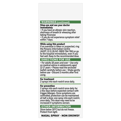 Flixonase Allergy and Hayfever 24 Hour Nasal Spray - 120 Doses