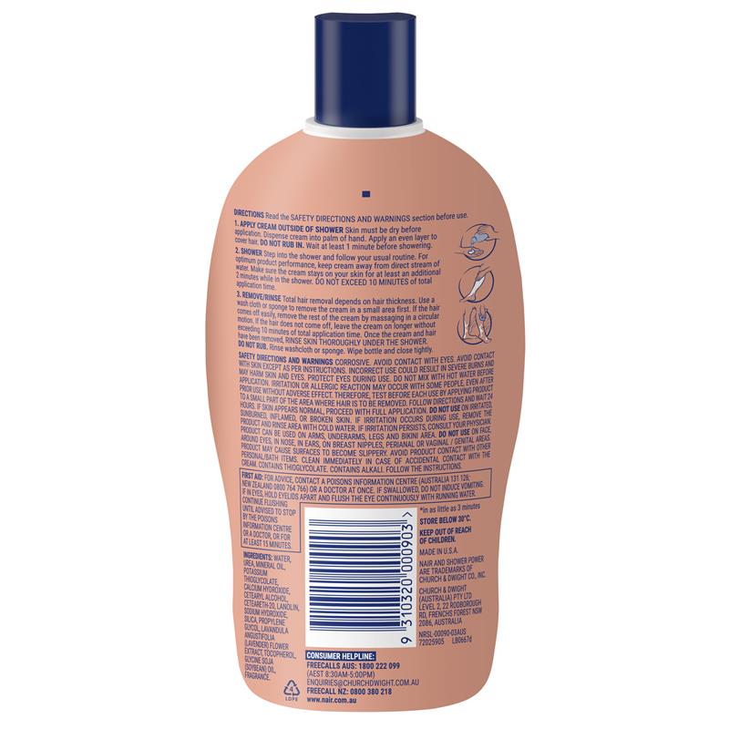 Nair Shower Power Max Cream - 312g, Fast 3-Minute Hair Removal for Legs & Body