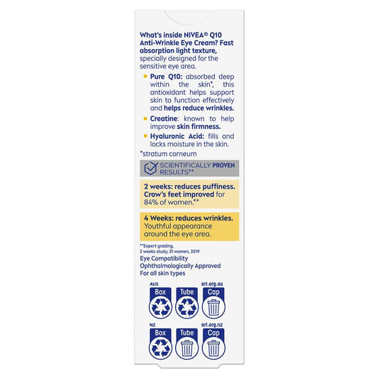 NIVEA Q10 Anti-Wrinkle Eye Cream 15ml - Revitalize Your Eye Area - Auzzi Store