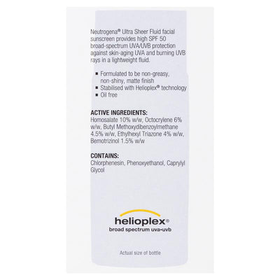 Neutrogena Ultra Sheer Face Fluid Facial Sunscreen SPF 50 - 40ml