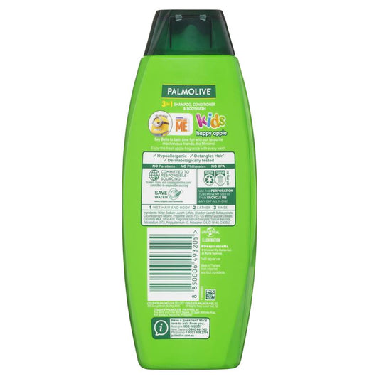 Palmolive Kids 3 in 1 Hypoallergenic Shampoo, Conditioner & Bodywash Happy Apple 350mL - Gentle Cleansing for Kids-Auzzi Store