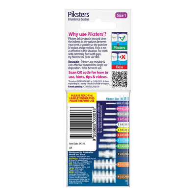 Piksters Interdental Brushes Size 1 Purple - 10 Pack for Precise Cleaning