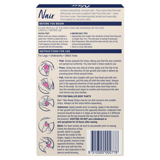 Nair Sensitive Large Wax Strips - 40 Strips - Auzzi Store