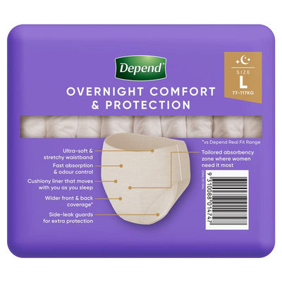 Depend Underwear Realfit Night Defence Female - Large 8 Pack