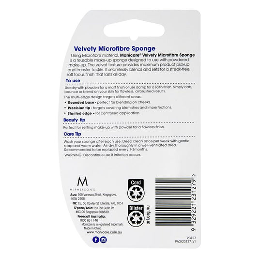 Manicare Velvety Microfibre Sponge - Latex Free - 1 Pack – view 2
