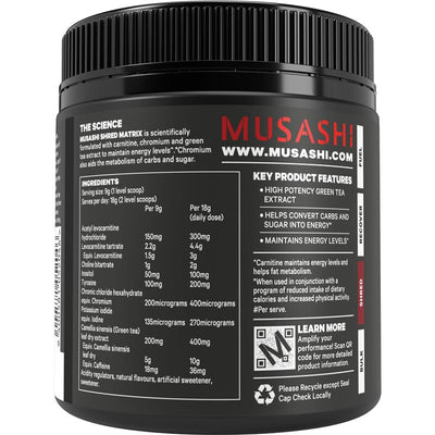 Musashi Shred Matrix Powder Raspberry Lemonade - 270g for Fat Metabolism