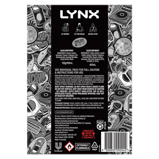 Lynx Black Duo Gift Set – 165ml Body Spray & 400ml Bodywash for Men – view 2 - Auzzistore