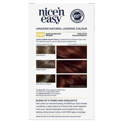 Clairol Nice N Easy 3.5BG Natural Dark Burgundy Permanent Hair Colour 173g