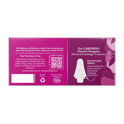 Carefree Flexia Fragrance-Free Regular Tampons with Wings, 16-Pack