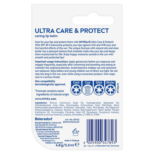 NIVEA Sun Protect Moisturising Lip Balm SPF30 - 4.8g-Auzzi Store
