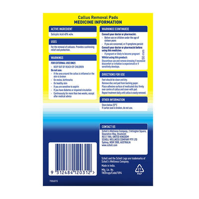 Scholl Callus Removal Medicated Pads, 4-Pack with Salicylic Acid