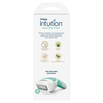 Schick Intuition Sensitive Care Razor Kit, 4-Blade, 2 Moisturizing Refills