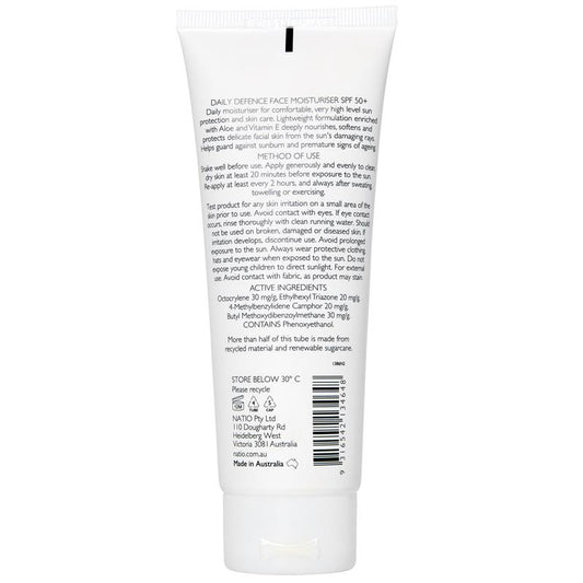 Natio Daily Defence Face Moisturiser SPF 50+ 100ml - Ultimate Protection Against Aging - Auzzi Store