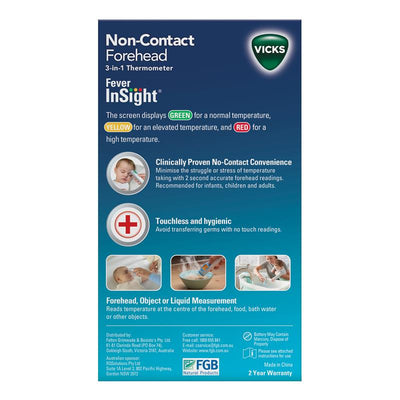Vicks Non-Contact Forehead 3-In-1 Thermometer - Accurate & Safe