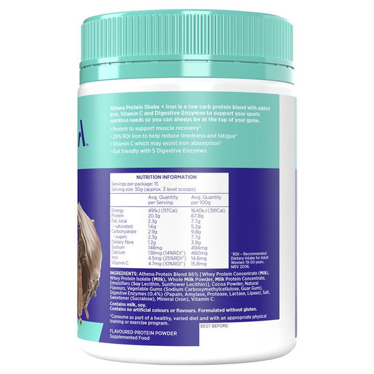Athena Protein + Iron Chocolate Powder - 450g – view 2
