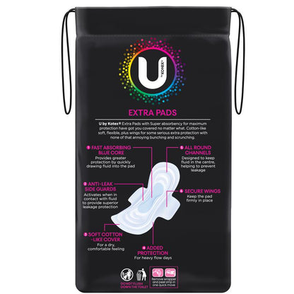 U by Kotex Super Extra Wing Pads, 14-Pads, Leak-Proof