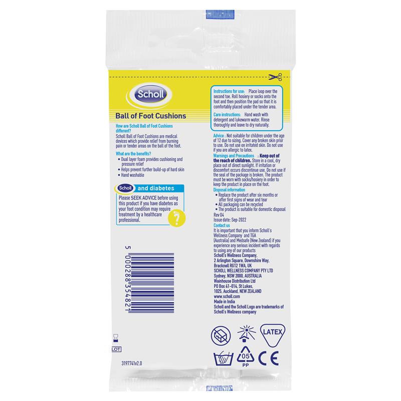 Scholl Ball of Foot Cushions - Dual Foam Insoles, 2-Pack