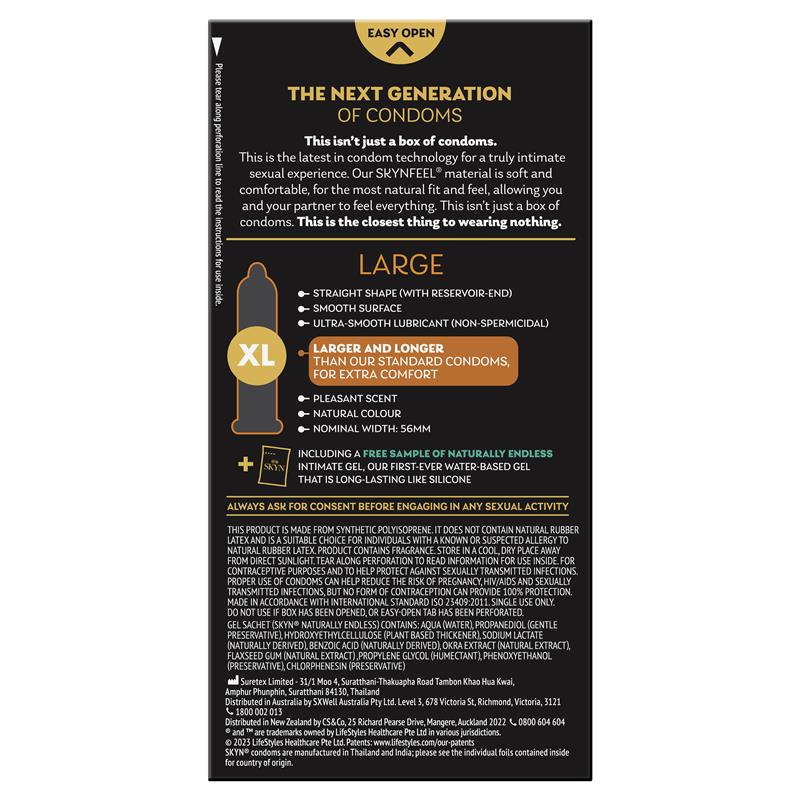 SKYN Large Non-Latex Condoms 10 Pack – Ultra Smooth Polyisoprene