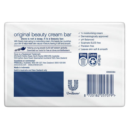 Dove Original Beauty Cream Bar 4 x 90g – Moisturizing, Sulfate-Free