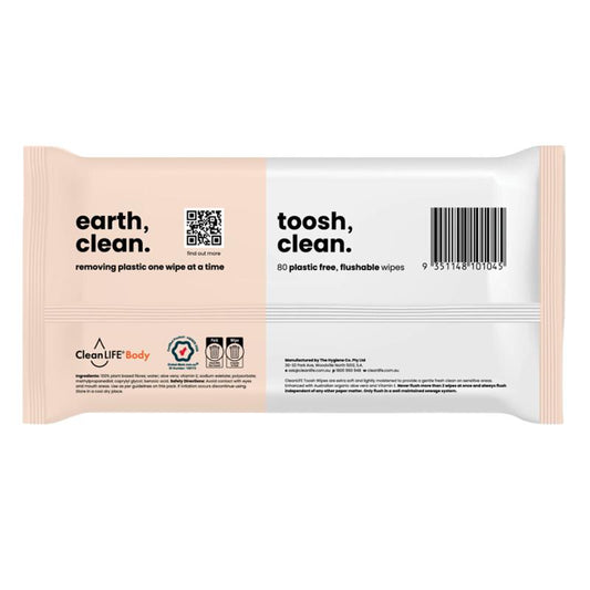 CleanLIFE Toosh Clean Gentle Flushable Wipes - 80 Pack – view 2