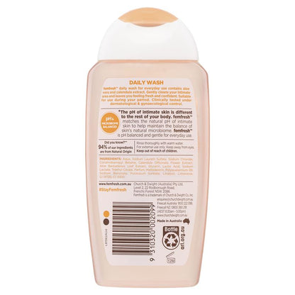 femfresh Daily Wash 250ml pH-Balanced Soap-Free, Aloe & Calendula
