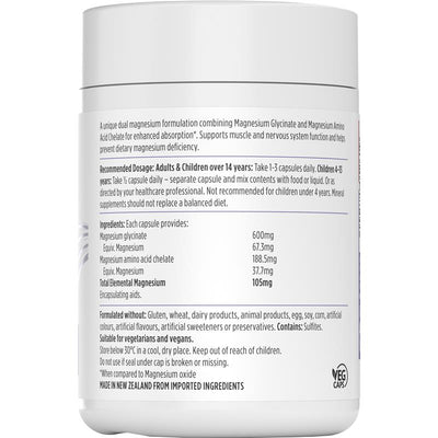 Nutra-Life Hi-Zorb Magnesium Glycinate Supplement - 120 Vegan Capsules